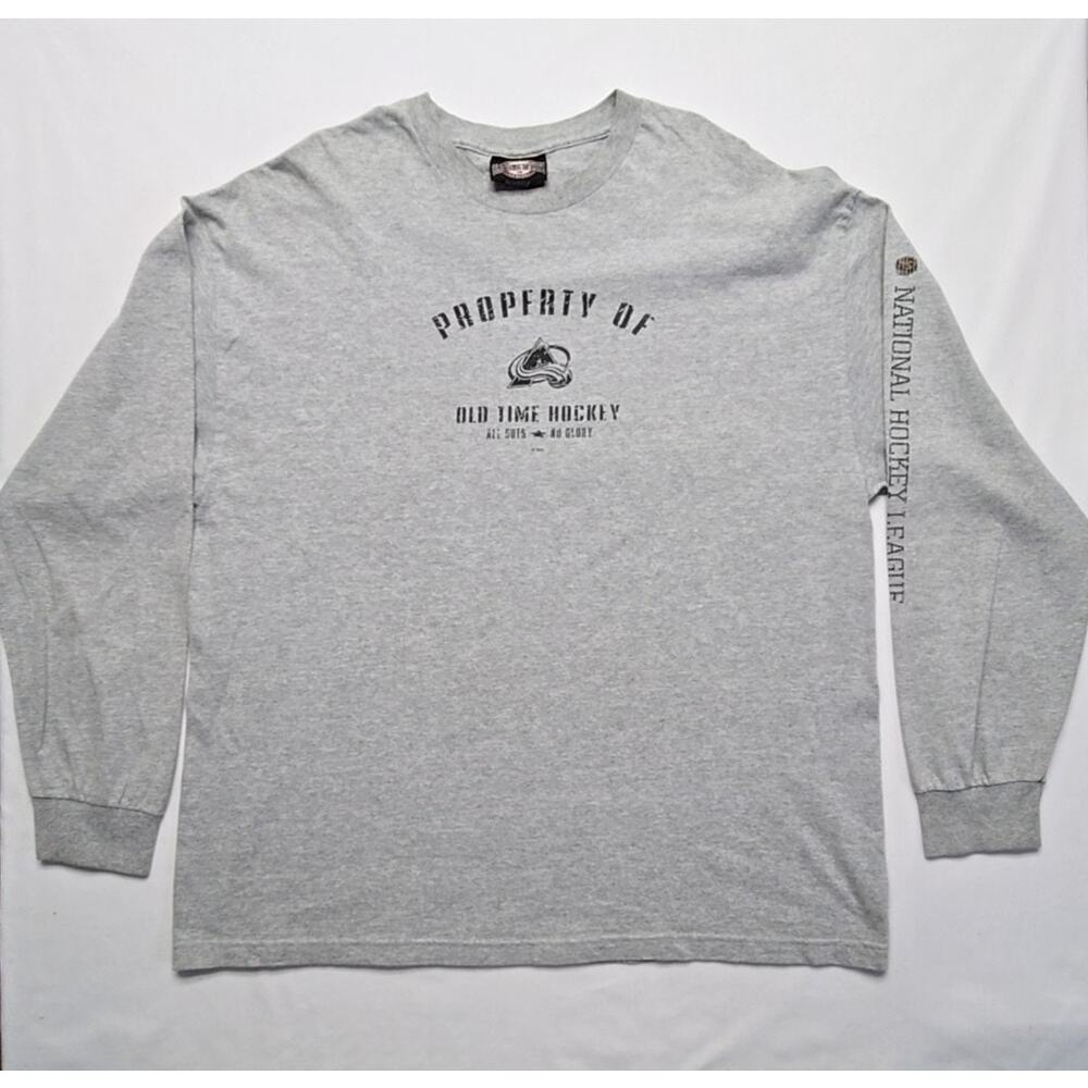 Vintage Avalanche NHL Hockey Shirt Property Graphic Gray Long Sleeve XXL Tee Y2K